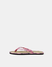 Paisley Print Braided Seagrass Flip Flops, Pink (PINK), large