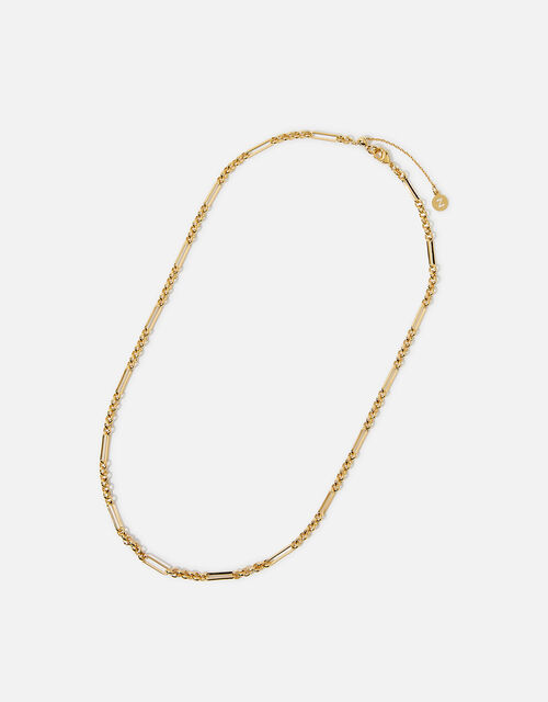 Gold-Plated Figaro Chain Necklace, , large