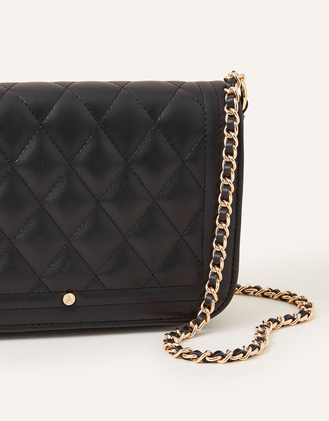 Quilted Chain Cross-Body Bag, Black (BLACK), large