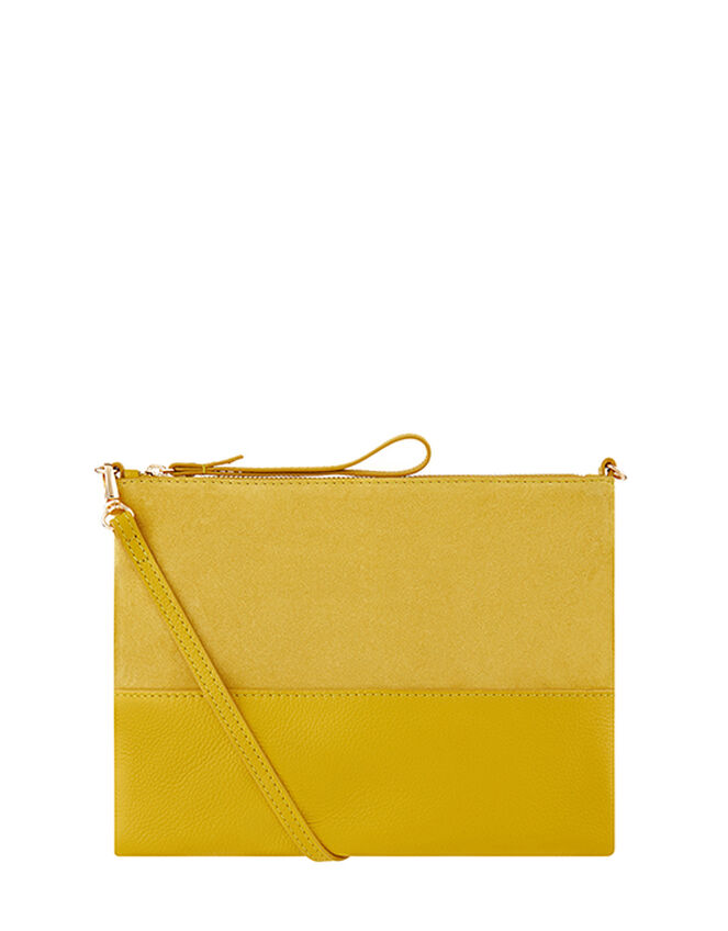 Carmela Leather Cross Body Bag, Yellow (YELLOW), large