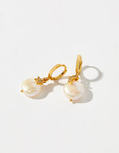 Gold-Plated Freshwater Pearl Celestial Earrings, , large
