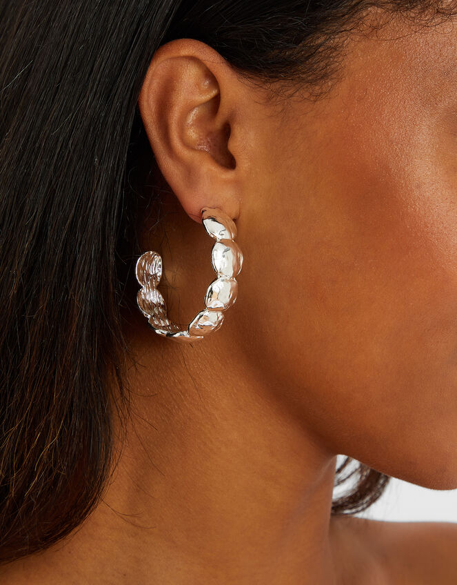 Scallop Hoop Earrings, , large