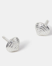 Sterling Silver Shell Stud Earrings, , large
