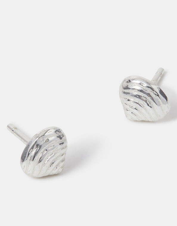 Sterling Silver Shell Stud Earrings, , large