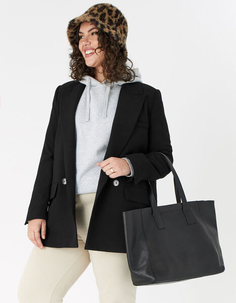 Melinda Large Leather Shopper Black, Black (BLACK), large