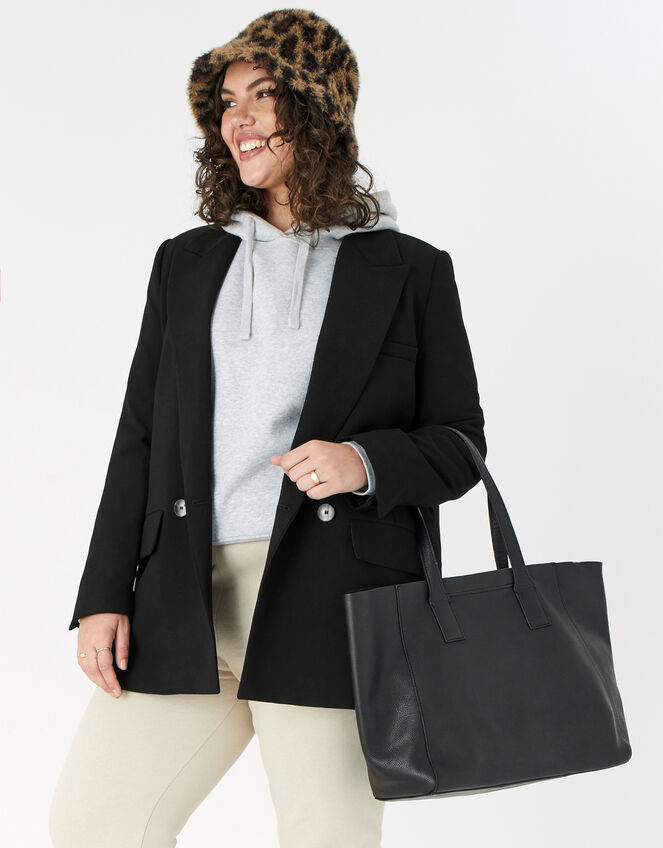Melinda Large Leather Shopper, Black (BLACK), large