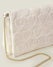 Bridal Pearl Heart Clutch Bag, , large