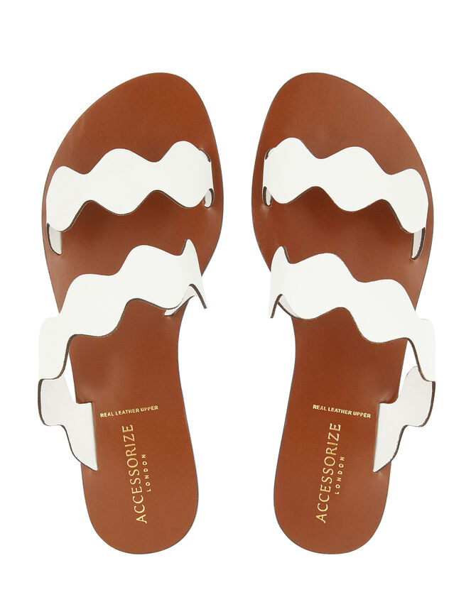 Scalloped Strap Sliders, White (WHITE), large