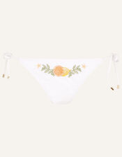 Lemon and Orange Embroidered Bikini Bottoms, White (WHITE), large