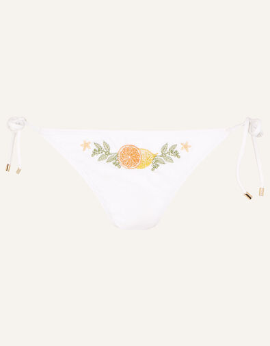 Lemon and Orange Embroidered Bikini Bottoms White, White (WHITE), large