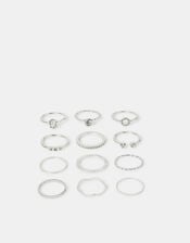 12-Pack Mix Crystal Rings, Silver (SILVER), large