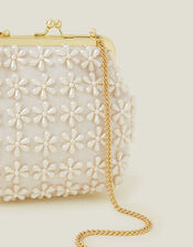 Girls Pearl Flower Clip Frame Mini Bag, , large