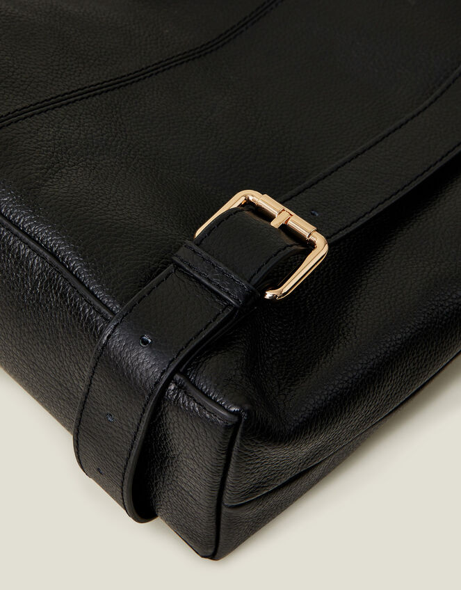 Suede Leather Backpack, Black (BLACK), large