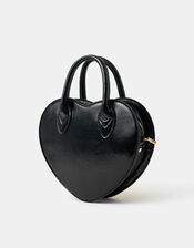 Patent Heart Crossbody Handbag , Black (BLACK), large