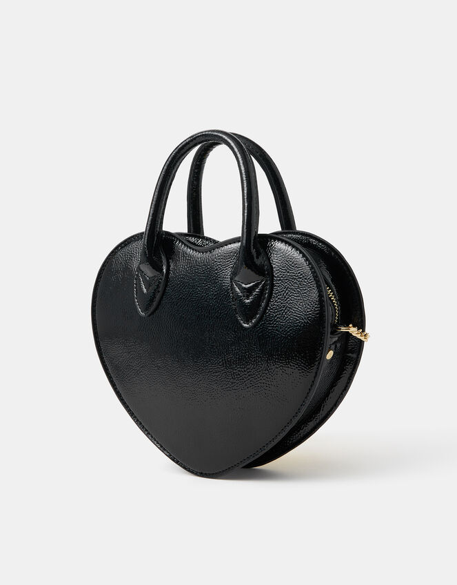 Patent Heart Crossbody Handbag , Black (BLACK), large