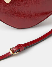 Patent Heart Crossbody Handbag , Red (RED), large