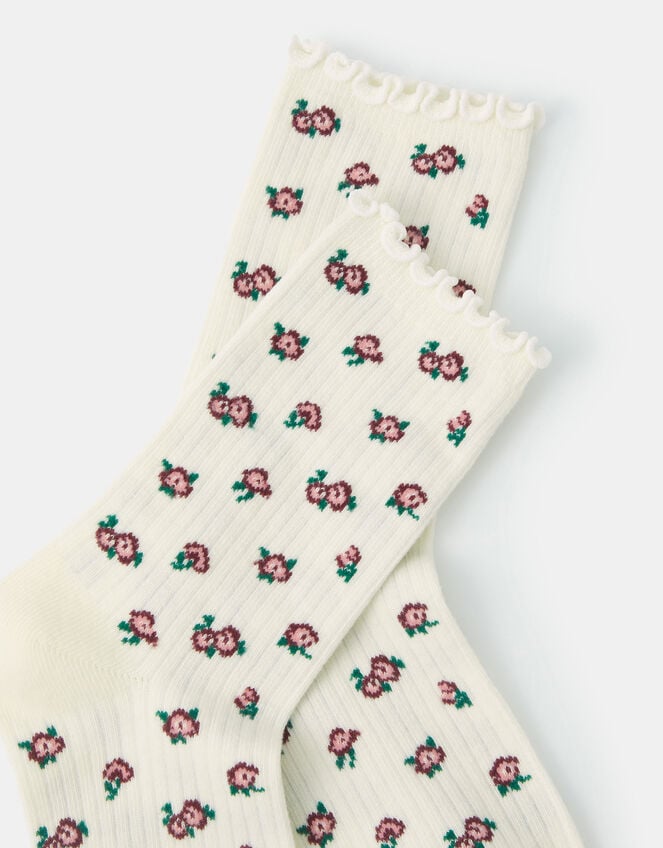 Flower Print Socks, , large