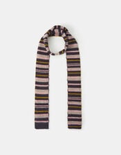 Stripe Knitted Skinny Scarf, , large