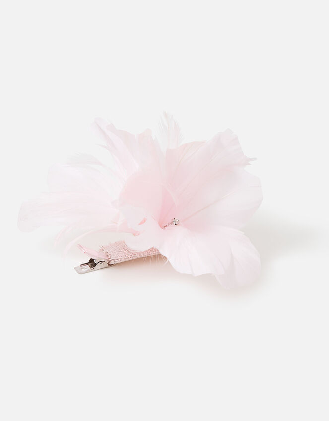 Light Feather Detail Flower Clip, Pink (PALE PINK), large