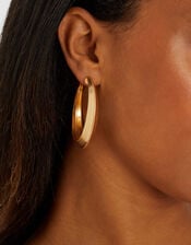 Brushed Statement Hoop Earrings, , large