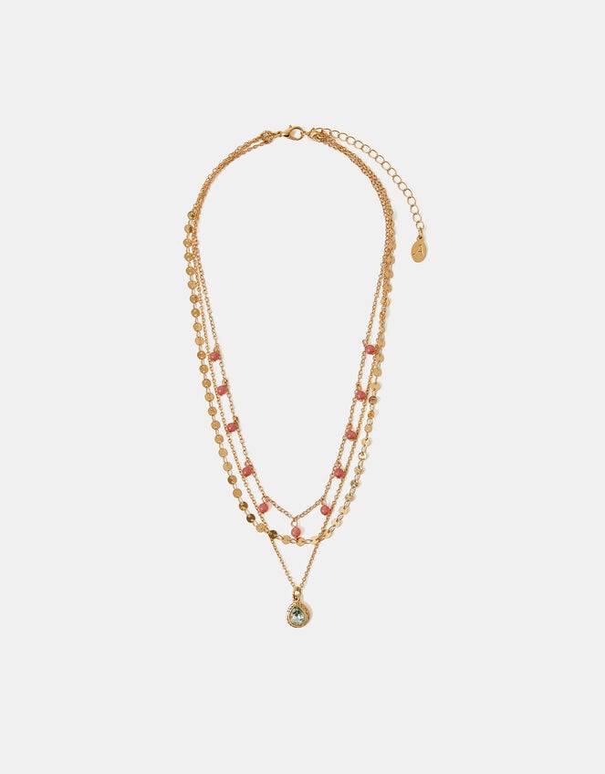 Layered Gem Drop Necklace, , large