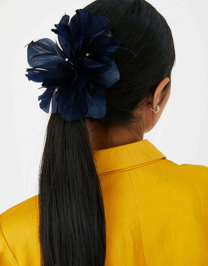 Abigail Net Bow Hair Clip, Blue (NAVY), large