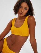 Crinkle Crop Bikini Top, Yellow (YELLOW), large