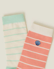 2-Pack Stripey Shell Socks, , large