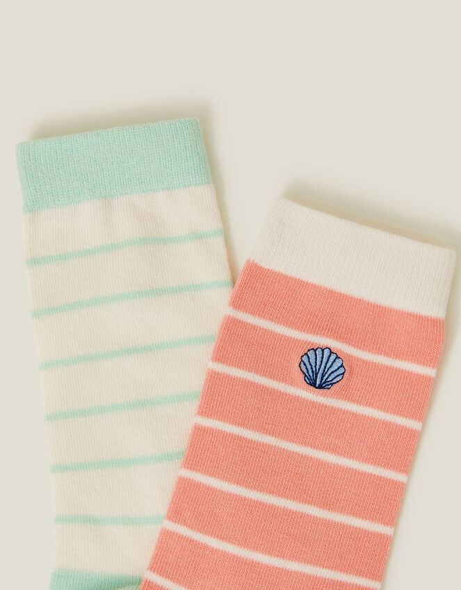 2-Pack Stripey Shell Socks, , large
