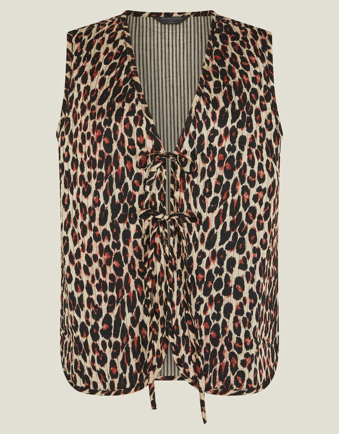 Leopard Print Quilted Waistcoat, Leopard (LEOPARD), large