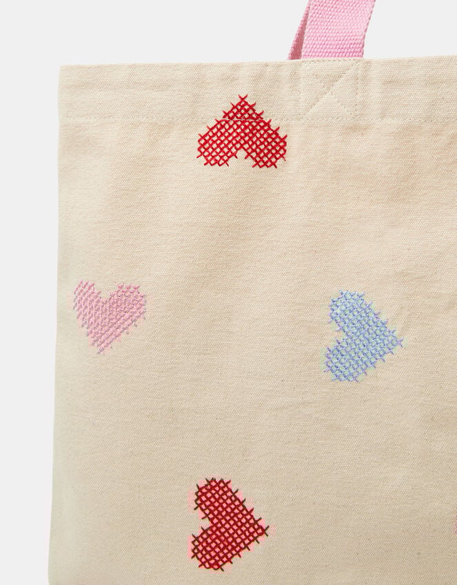 Cross Stitch Heart Shopper Bag, , large