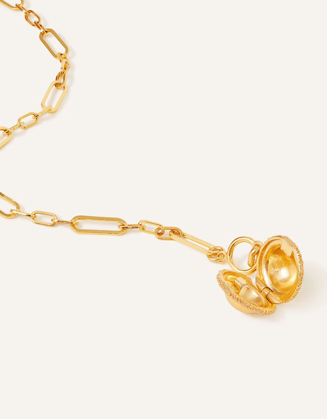 14ct Gold-Plated T-Bar Locket Trombone Chain, , large