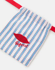 Striped Bisous Drawstring Pouch, , large
