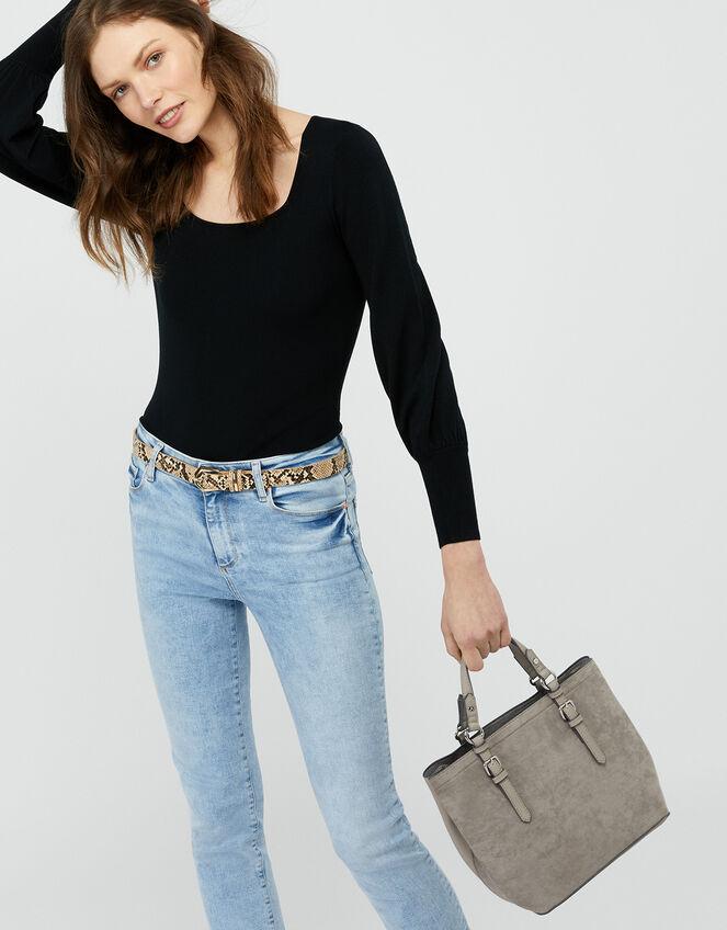 Betty Handheld Bucket Bag, Grey (GREY), large