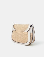 Woven Satchel Cross-Body Bag, Cream (CREAM), large