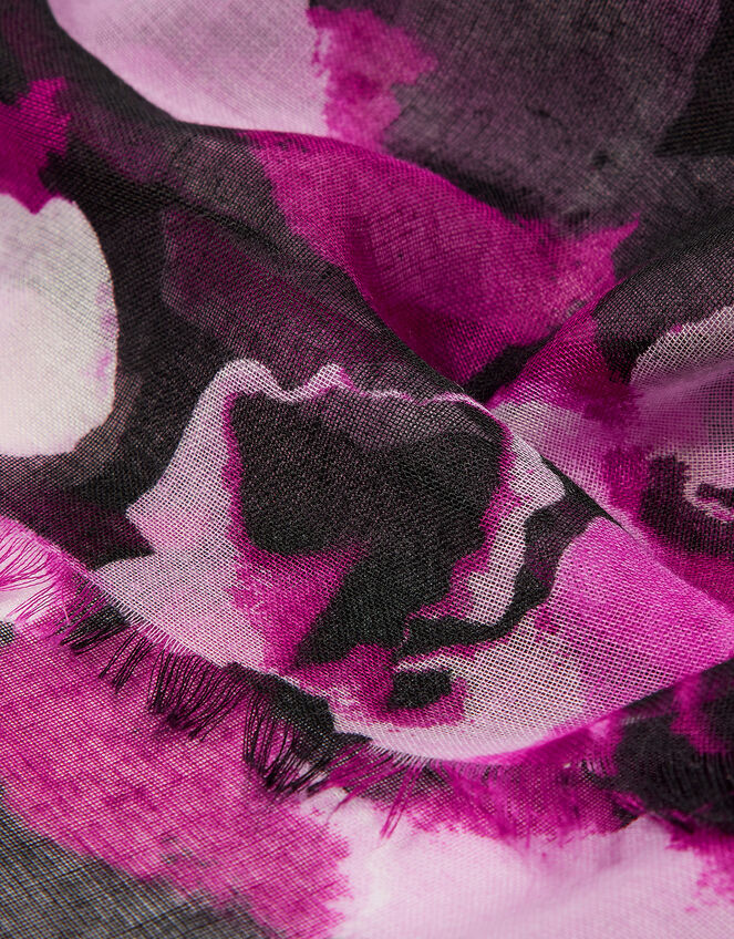 Blurred Floral Print Blanket Scarf, Pink (PINK), large