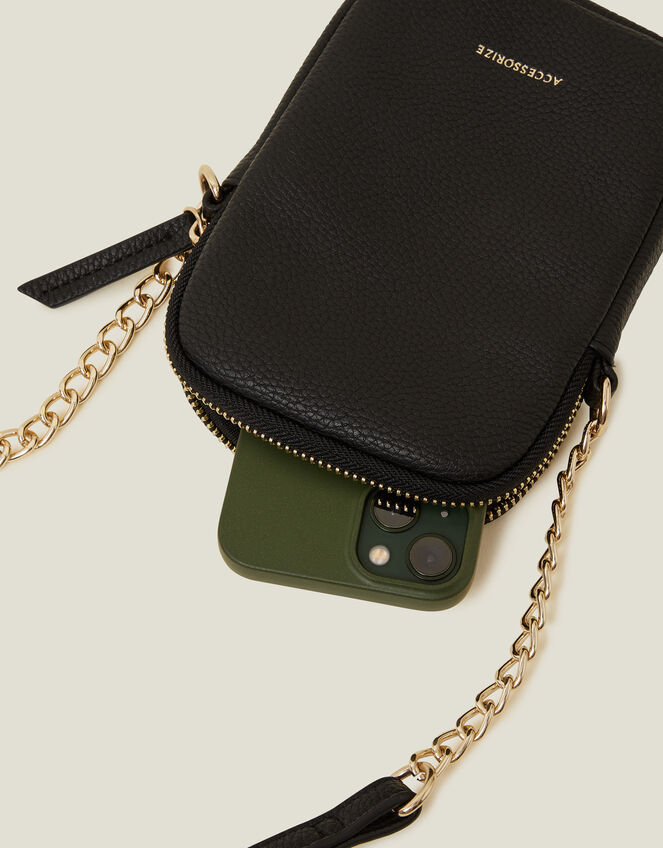Chain Strap Phone Purse, Black (BLACK), large