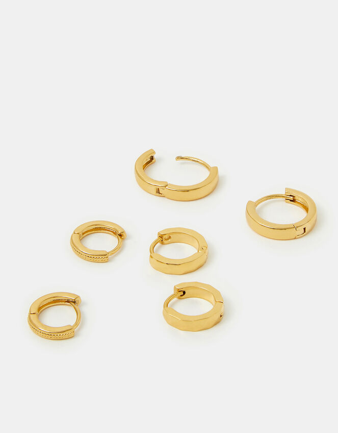 3-Pack Stainless Steel Clicker Hoop Earrings, , large