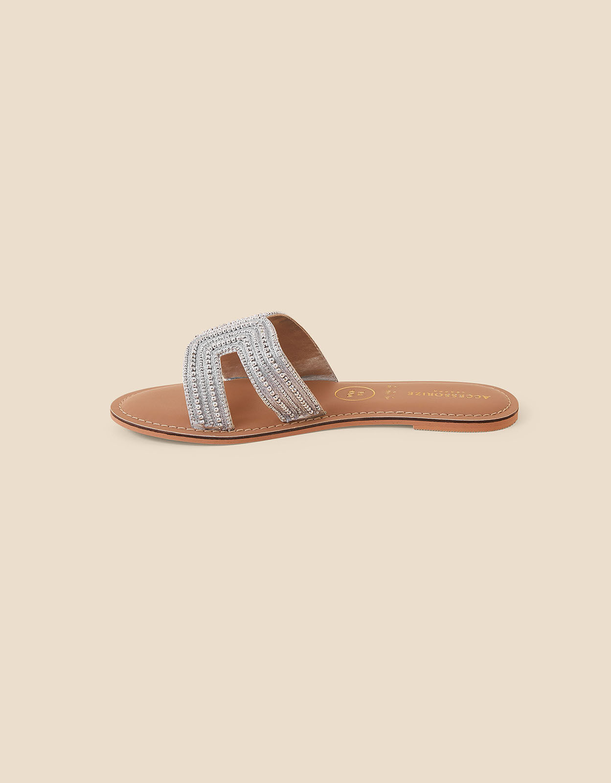 Beaded Wide Fit Sandals Silver Sandals Flip Flops Accessorize UK