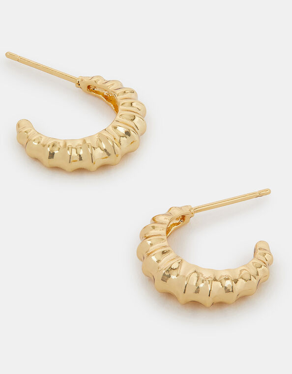 14ct Gold-Plated Shell Hoop Earrings, , large
