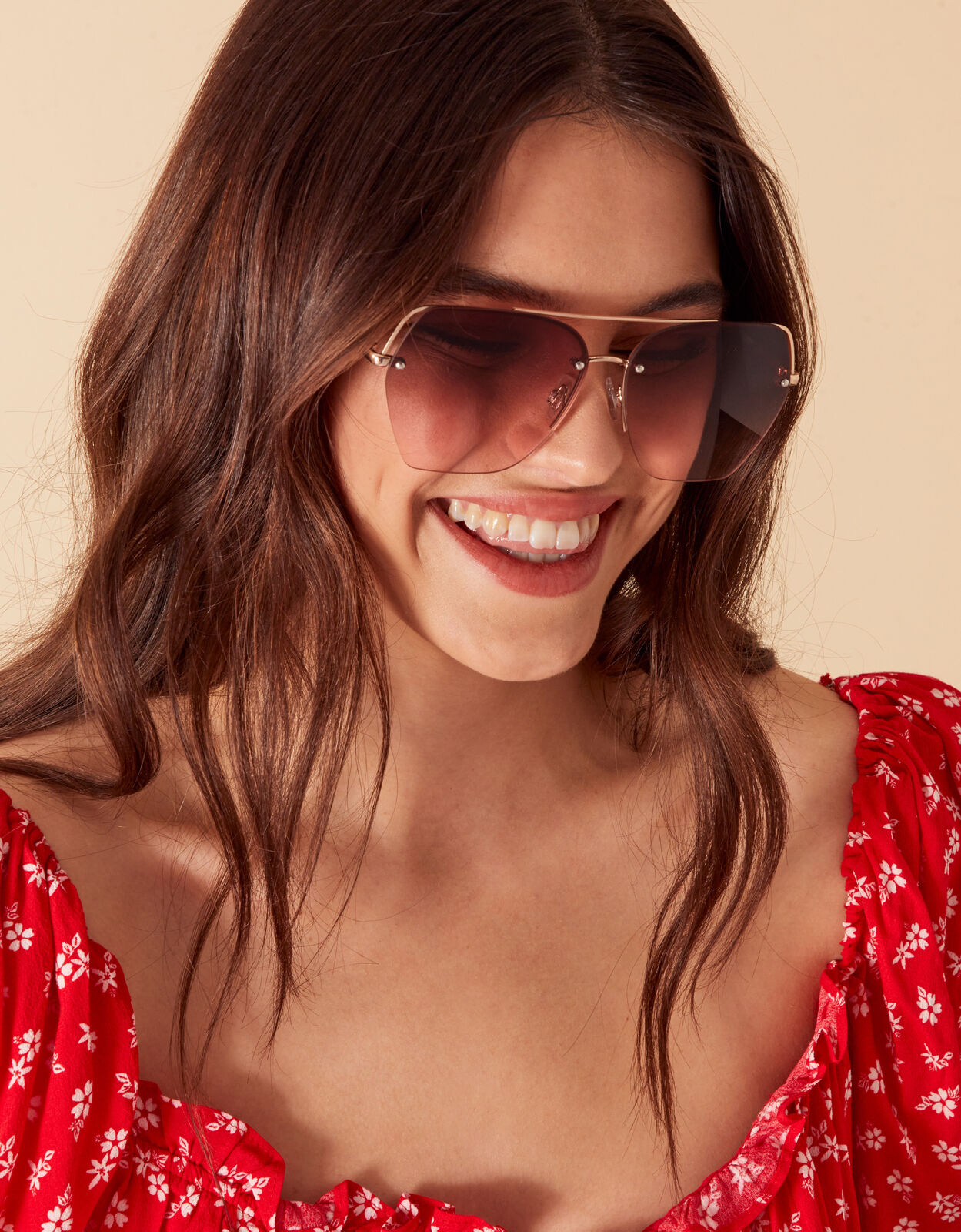 Rimless aviator shop sunglasses