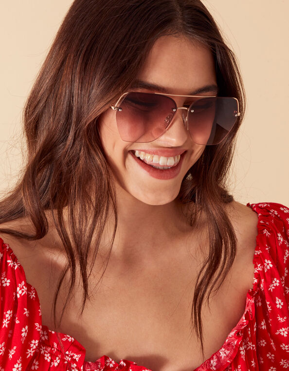 Rimless Aviator Sunglasses, , large