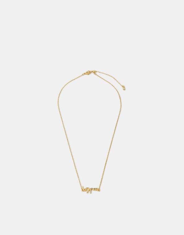 Girls 14ct Gold-Plated Shukr Arabic Pendant Necklace, , large