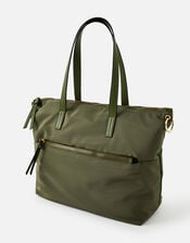 Nadine Nylon Tote Bag, Green (KHAKI), large
