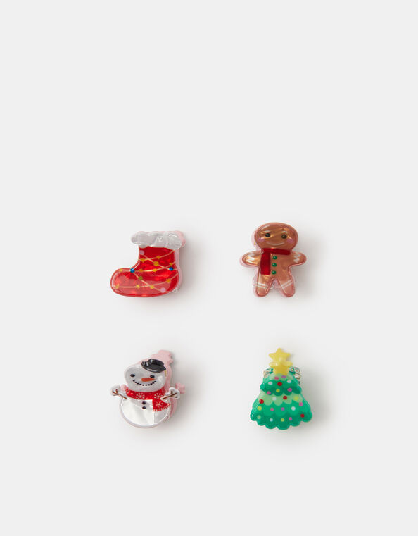 4-Pack Girls Mini Christmas Claw Clips, , large