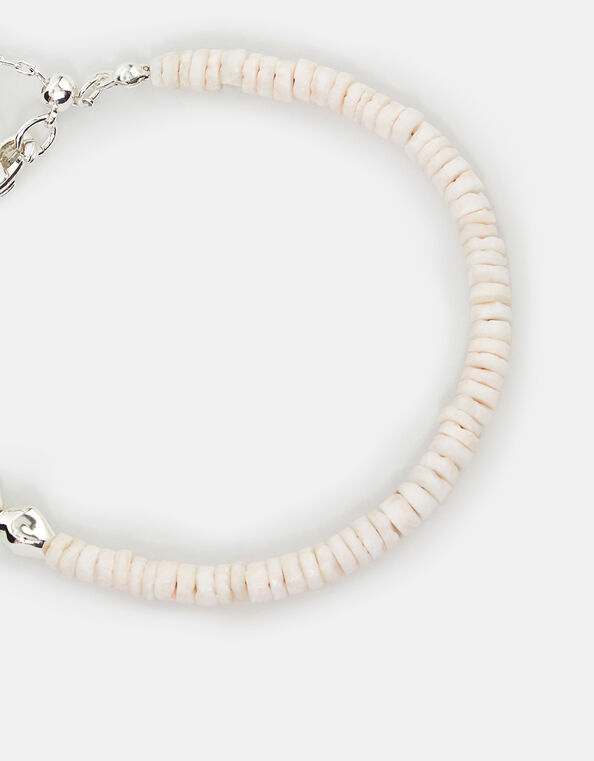 Sterling Silver-Plated Shell Beaded Bracelet, , large
