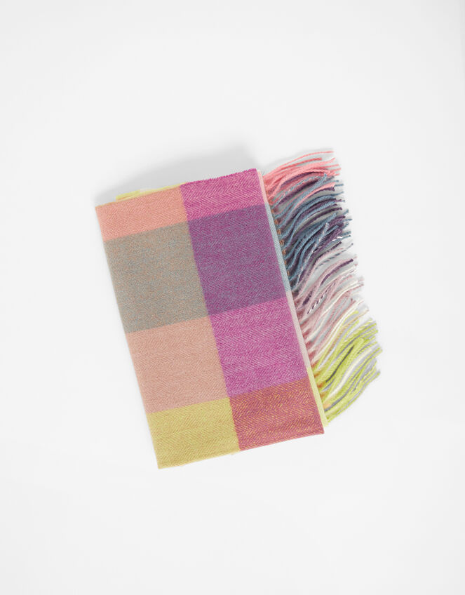 Sadie Colour-Block Check Blanket Scarf, , large