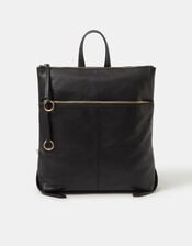 Double Zip Leather Backpack, , large