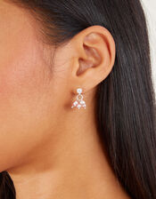 Sterling Silver-Plated Pearl Cluster Earrings, , large