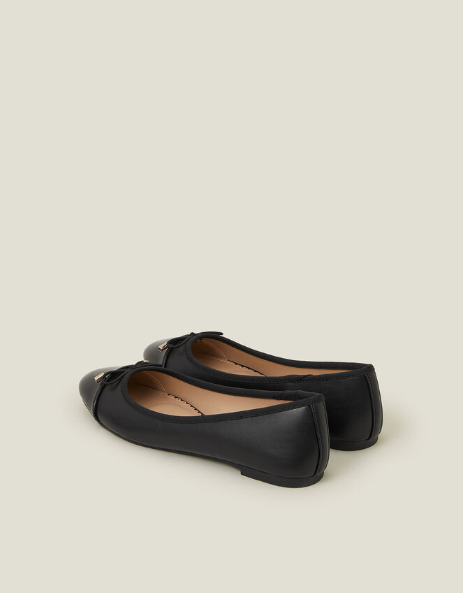 Bow Detail Ballerina Flats, Black (BLACK), large